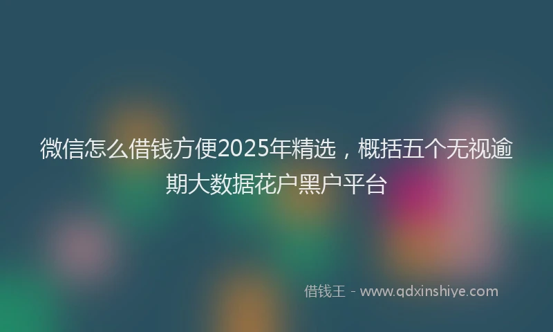 微信怎么借钱方便2025年精选，概括五个无视逾期大数据花户黑户平台