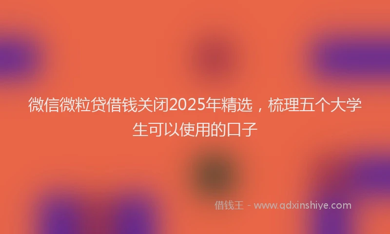 微信微粒贷借钱关闭2025年精选，梳理五个大学生可以使用的口子