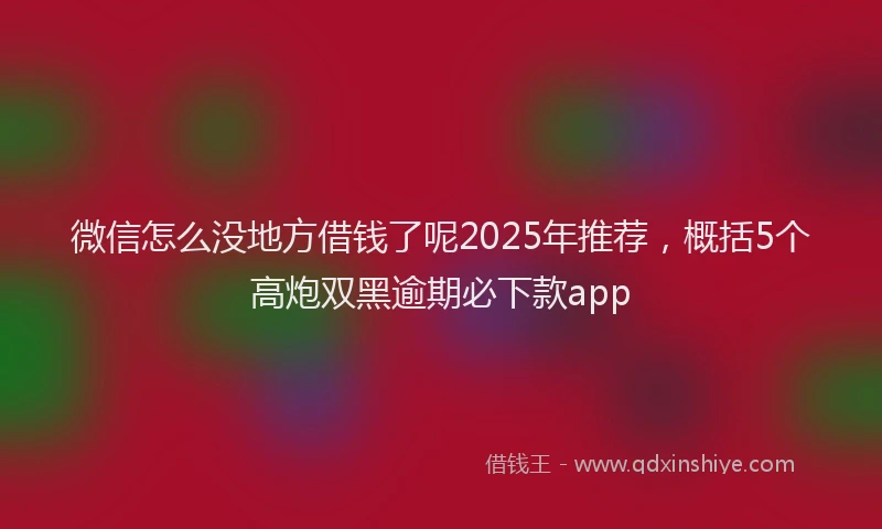 微信怎么没地方借钱了呢2025年推荐，概括5个高炮双黑逾期必下款app