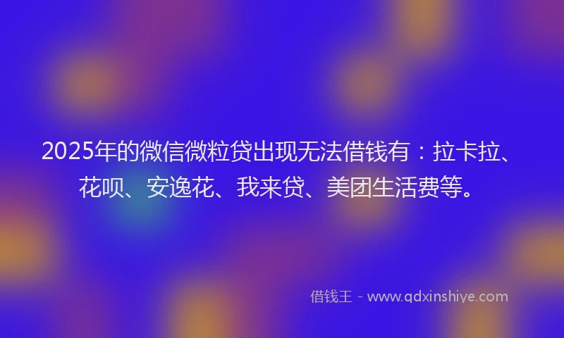 2025年的微信微粒贷出现无法借钱有：拉卡拉、花呗、安逸花、我来贷、美团生活费等。