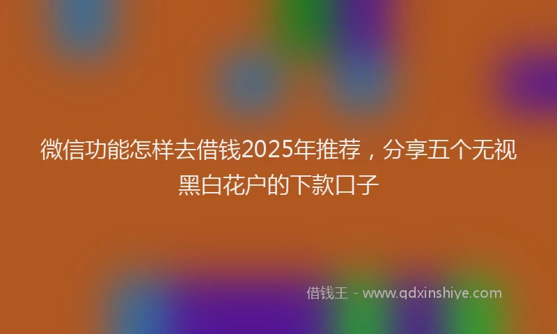 微信功能怎样去借钱2025年推荐，分享五个无视黑白花户的下款口子
