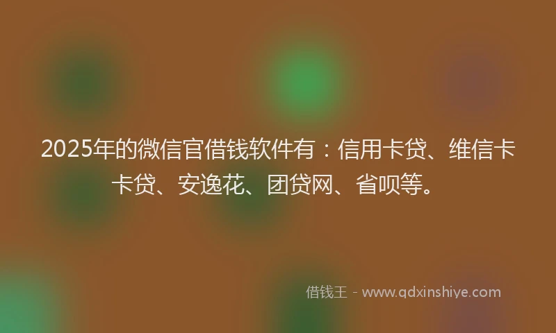 2025年的微信官借钱软件有：信用卡贷、维信卡卡贷、安逸花、团贷网、省呗等。