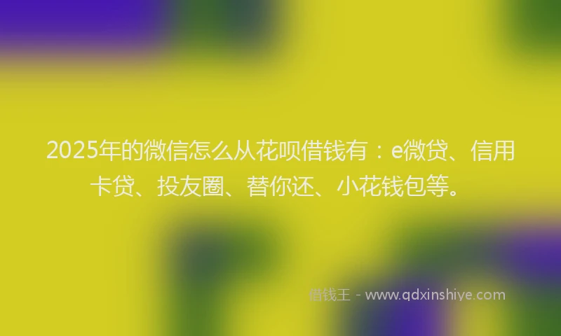 2025年的微信怎么从花呗借钱有：e微贷、信用卡贷、投友圈、替你还、小花钱包等。