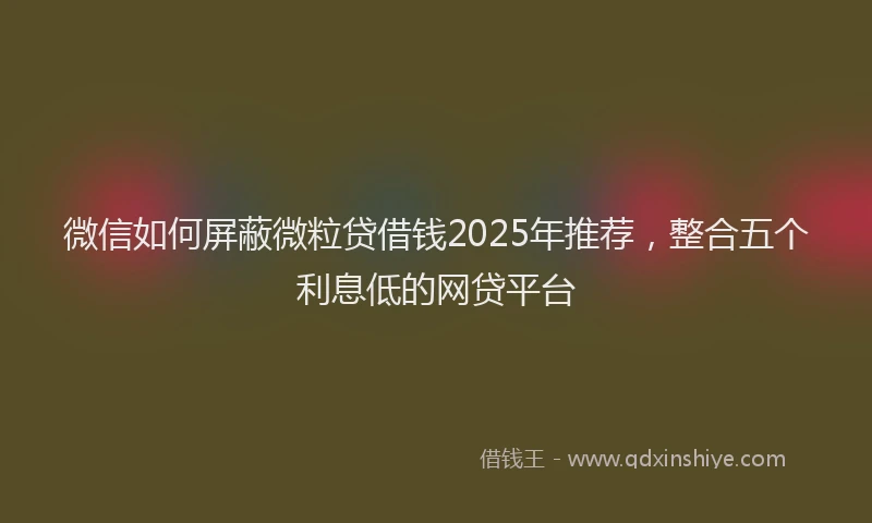 微信如何屏蔽微粒贷借钱2025年推荐，整合五个利息低的网贷平台