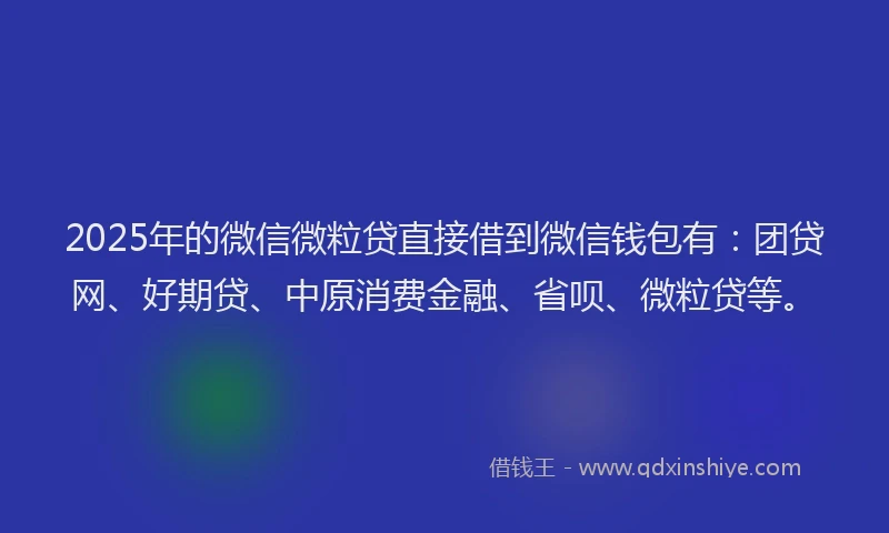 2025年的微信微粒贷直接借到微信钱包有：团贷网、好期贷、中原消费金融、省呗、微粒贷等。