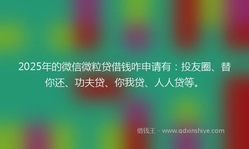 2025年的微信微粒贷借钱咋申请有：投友圈、替你还、功夫贷、你我贷、人人贷等。