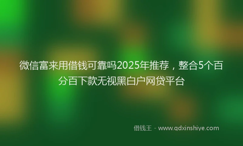 微信富来用借钱可靠吗2025年推荐，整合5个百分百下款无视黑白户网贷平台