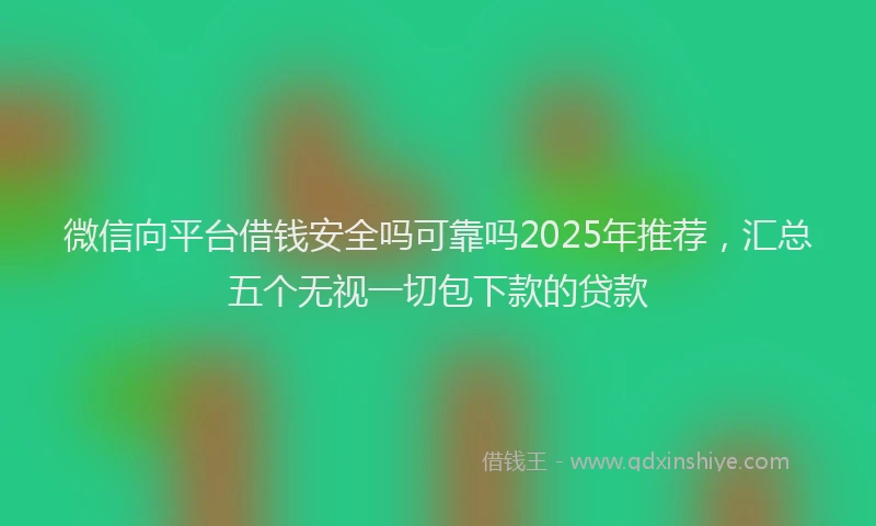 微信向平台借钱安全吗可靠吗2025年推荐，汇总五个无视一切包下款的贷款