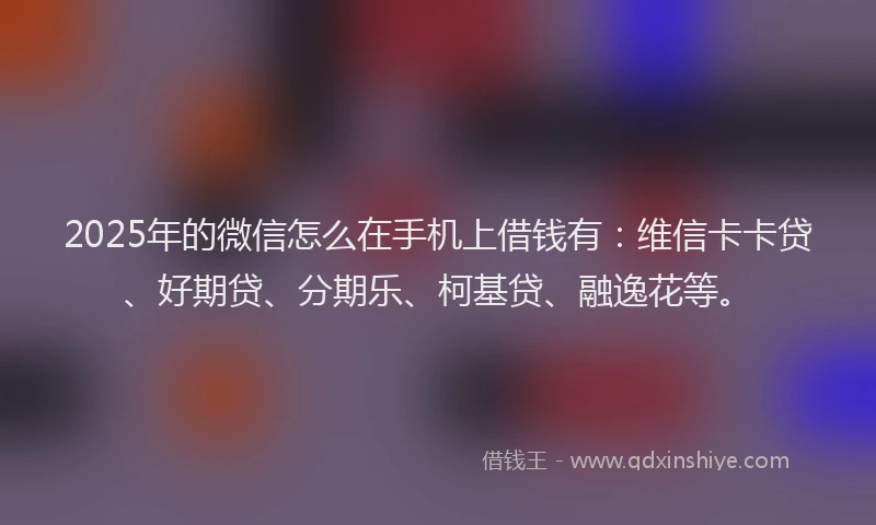 2025年的微信怎么在手机上借钱有：维信卡卡贷、好期贷、分期乐、柯基贷、融逸花等。