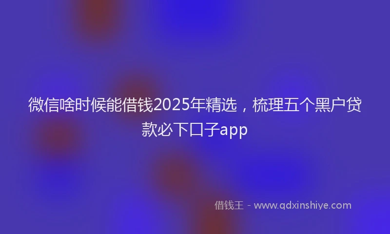 微信啥时候能借钱2025年精选，梳理五个黑户贷款必下口子app