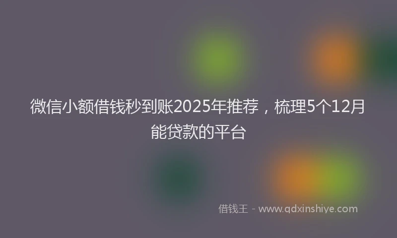 微信小额借钱秒到账2025年推荐，梳理5个12月能贷款的平台