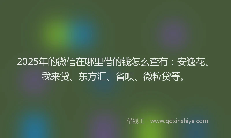 2025年的微信在哪里借的钱怎么查有：安逸花、我来贷、东方汇、省呗、微粒贷等。