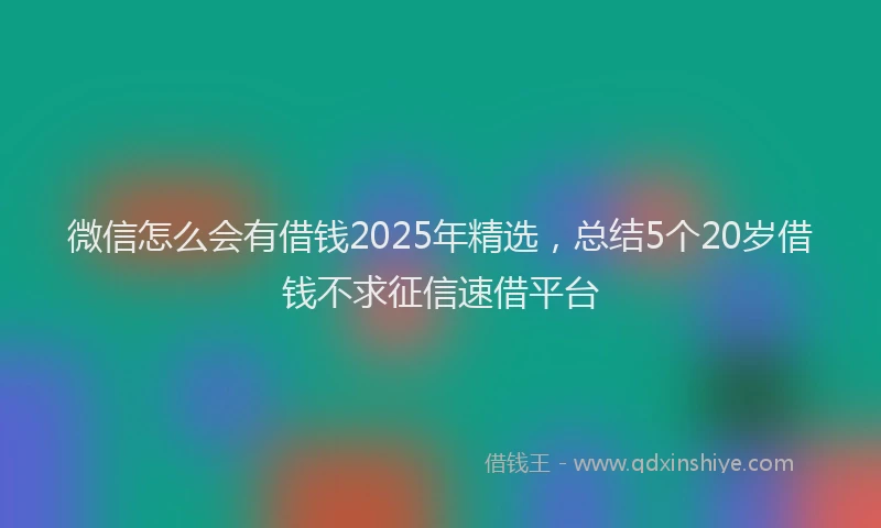 微信怎么会有借钱2025年精选，总结5个20岁借钱不求征信速借平台