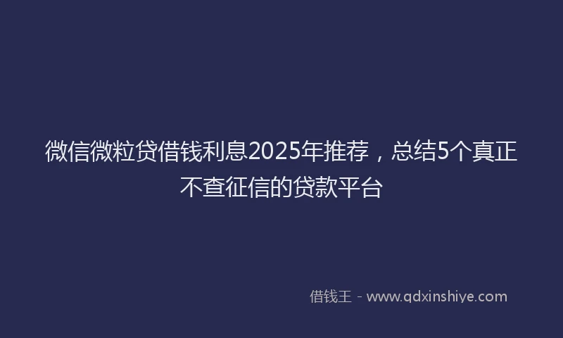 微信微粒贷借钱利息2025年推荐，总结5个真正不查征信的贷款平台