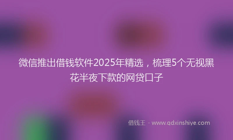 微信推出借钱软件2025年精选，梳理5个无视黑花半夜下款的网贷口子