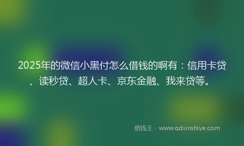 2025年的微信小黑付怎么借钱的啊有：信用卡贷、读秒贷、超人卡、京东金融、我来贷等。