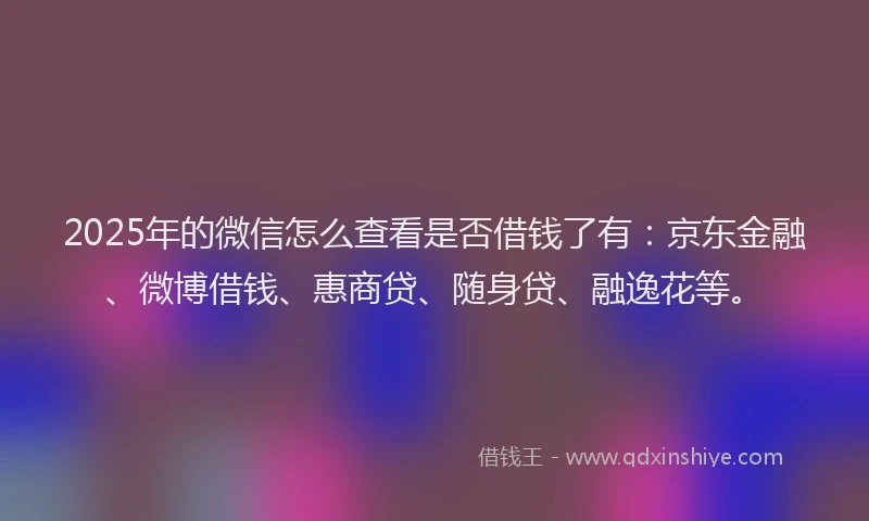 2025年的微信怎么查看是否借钱了有：京东金融、微博借钱、惠商贷、随身贷、融逸花等。