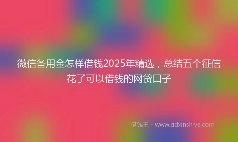微信备用金怎样借钱2025年精选，总结五个征信花了可以借钱的网贷口子