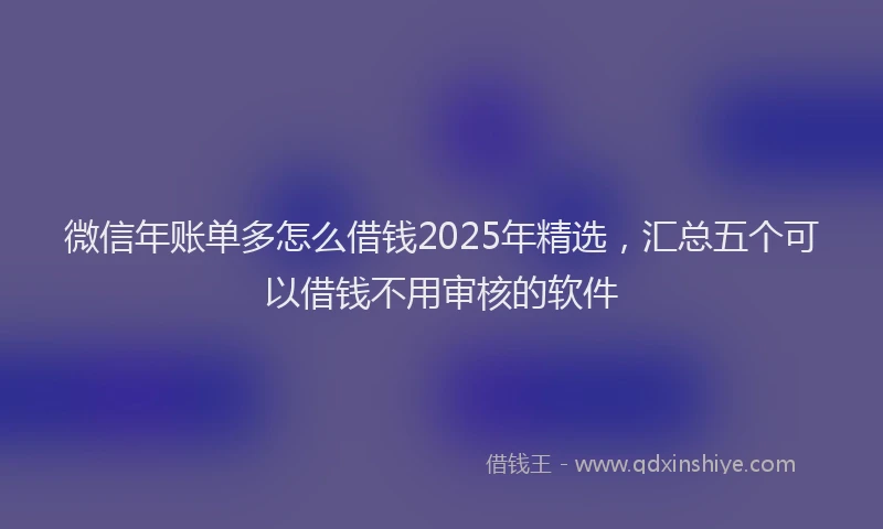 微信年账单多怎么借钱2025年精选，汇总五个可以借钱不用审核的软件