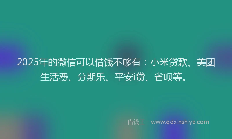2025年的微信可以借钱不够有：小米贷款、美团生活费、分期乐、平安i贷、省呗等。