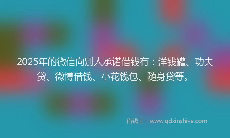 2025年的微信向别人承诺借钱有：洋钱罐、功夫贷、微博借钱、小花钱包、随身贷等。