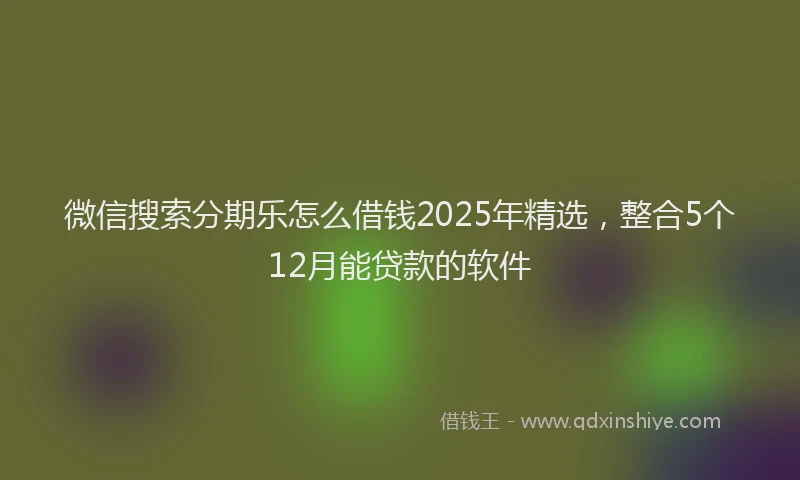 微信搜索分期乐怎么借钱2025年精选，整合5个12月能贷款的软件