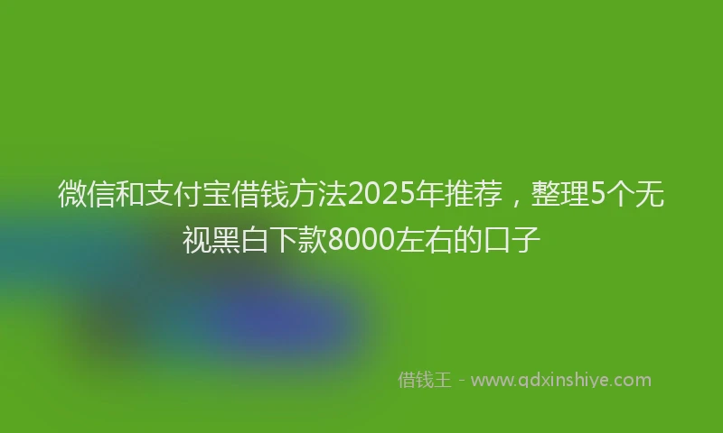 微信和支付宝借钱方法2025年推荐，整理5个无视黑白下款8000左右的口子