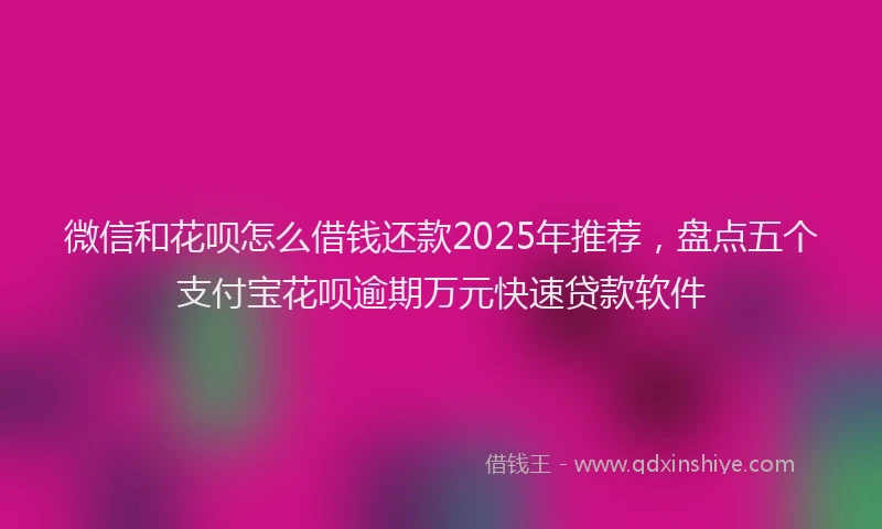 微信和花呗怎么借钱还款2025年推荐，盘点五个支付宝花呗逾期万元快速贷款软件