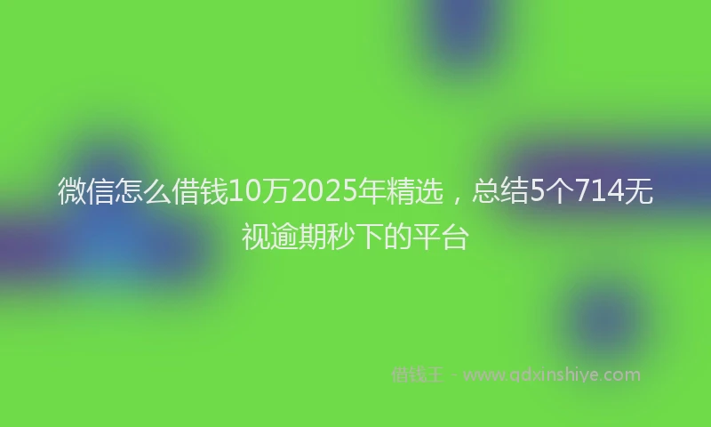 微信怎么借钱10万2025年精选，总结5个714无视逾期秒下的平台