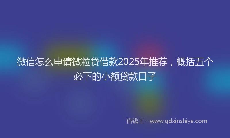 微信怎么申请微粒贷借款2025年推荐，概括五个必下的小额贷款口子