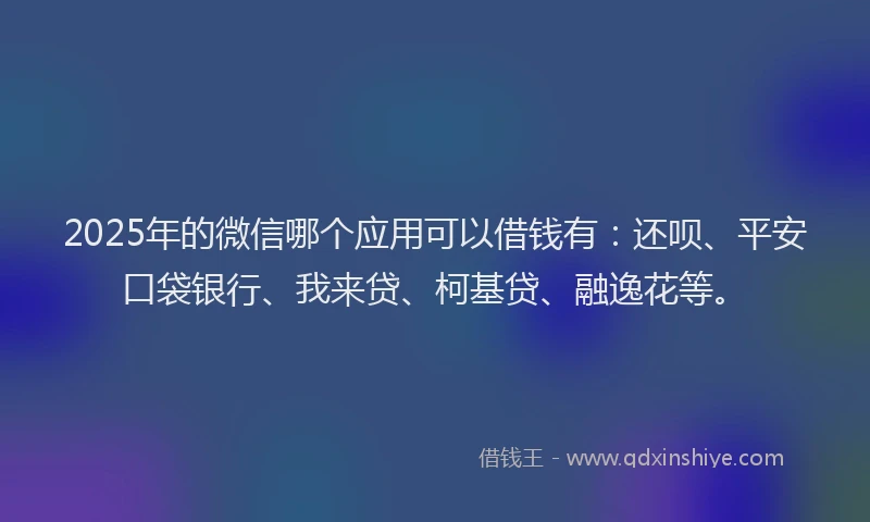 2025年的微信哪个应用可以借钱有：还呗、平安口袋银行、我来贷、柯基贷、融逸花等。