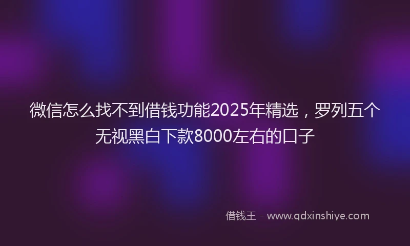 微信怎么找不到借钱功能2025年精选，罗列五个无视黑白下款8000左右的口子