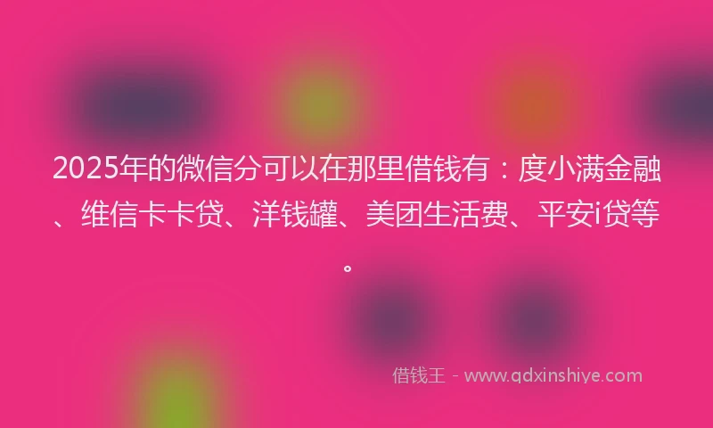 2025年的微信分可以在那里借钱有：度小满金融、维信卡卡贷、洋钱罐、美团生活费、平安i贷等。