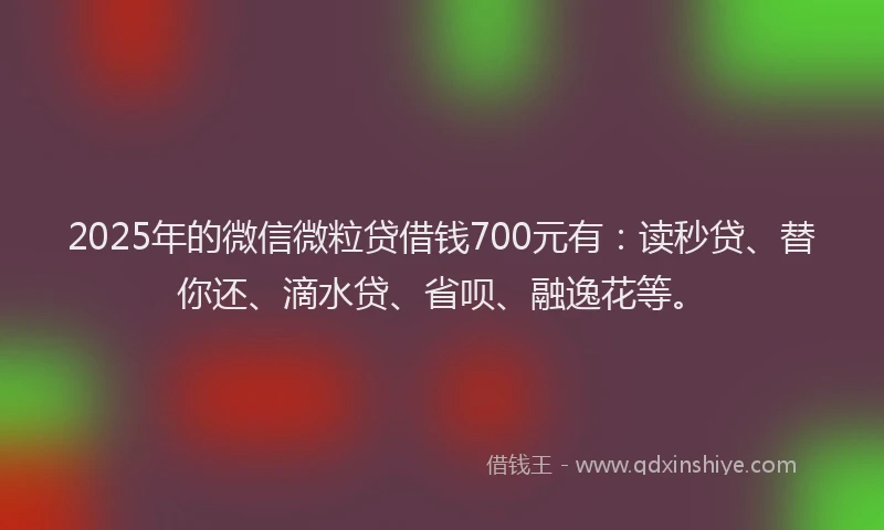 2025年的微信微粒贷借钱700元有：读秒贷、替你还、滴水贷、省呗、融逸花等。