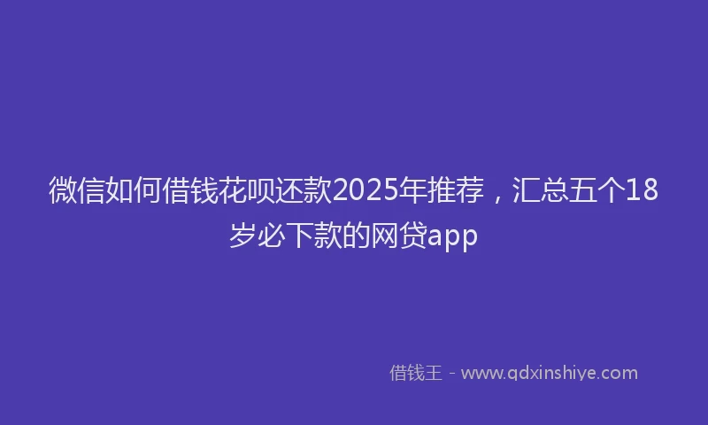 微信如何借钱花呗还款2025年推荐，汇总五个18岁必下款的网贷app