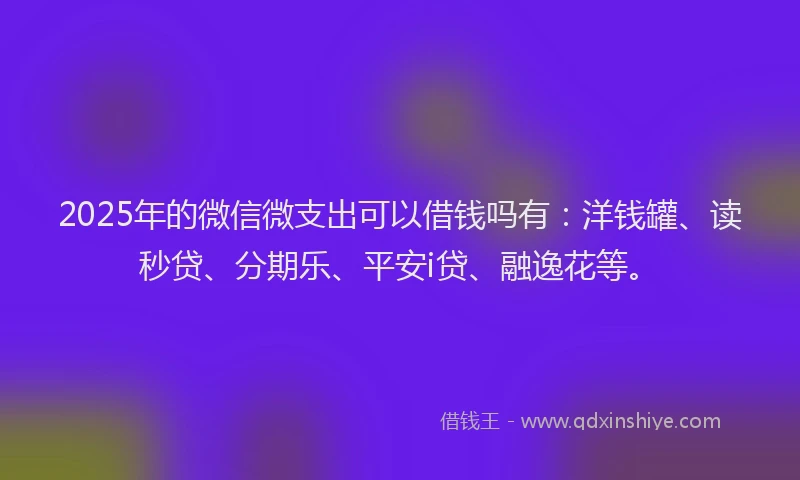 2025年的微信微支出可以借钱吗有：洋钱罐、读秒贷、分期乐、平安i贷、融逸花等。