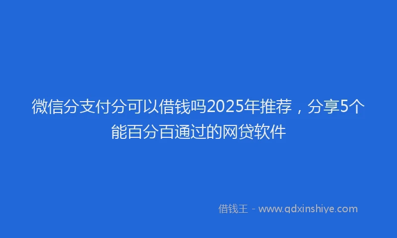 微信分支付分可以借钱吗2025年推荐，分享5个能百分百通过的网贷软件