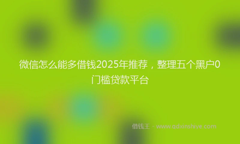 微信怎么能多借钱2025年推荐，整理五个黑户0门槛贷款平台