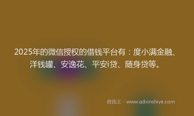 2025年的微信授权的借钱平台有：度小满金融、洋钱罐、安逸花、平安i贷、随身贷等。