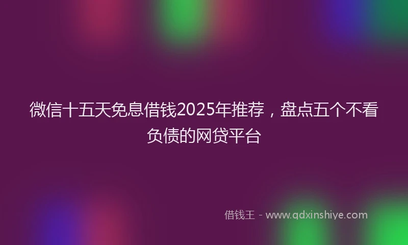 微信十五天免息借钱2025年推荐，盘点五个不看负债的网贷平台