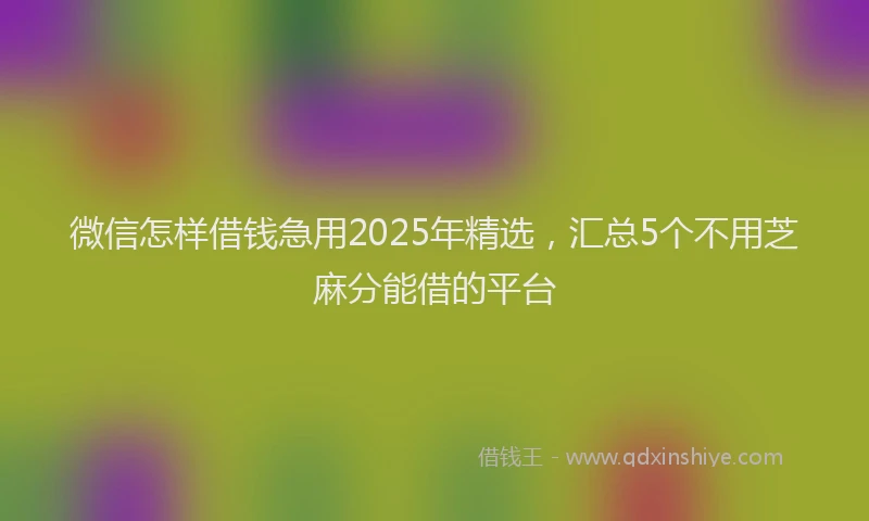 微信怎样借钱急用2025年精选，汇总5个不用芝麻分能借的平台