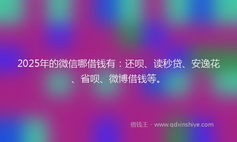 2025年的微信哪借钱有：还呗、读秒贷、安逸花、省呗、微博借钱等。