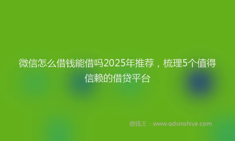 微信怎么借钱能借吗2025年推荐，梳理5个值得信赖的借贷平台