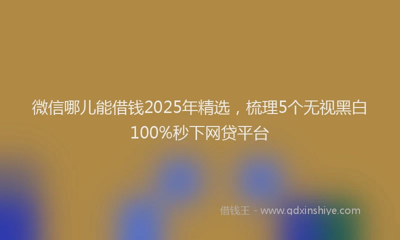 微信哪儿能借钱2025年精选，梳理5个无视黑白100%秒下网贷平台