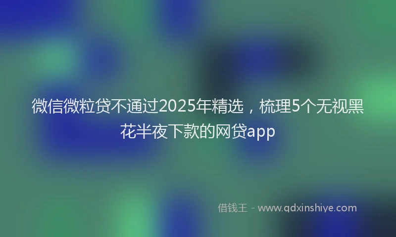 微信微粒贷不通过2025年精选，梳理5个无视黑花半夜下款的网贷app