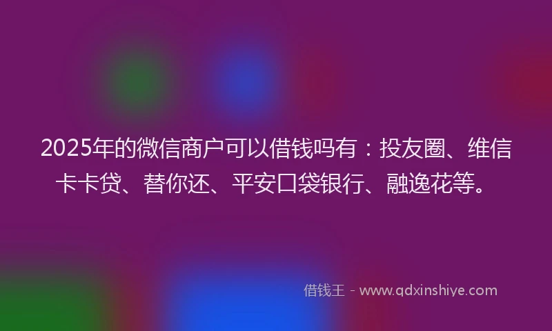 2025年的微信商户可以借钱吗有：投友圈、维信卡卡贷、替你还、平安口袋银行、融逸花等。