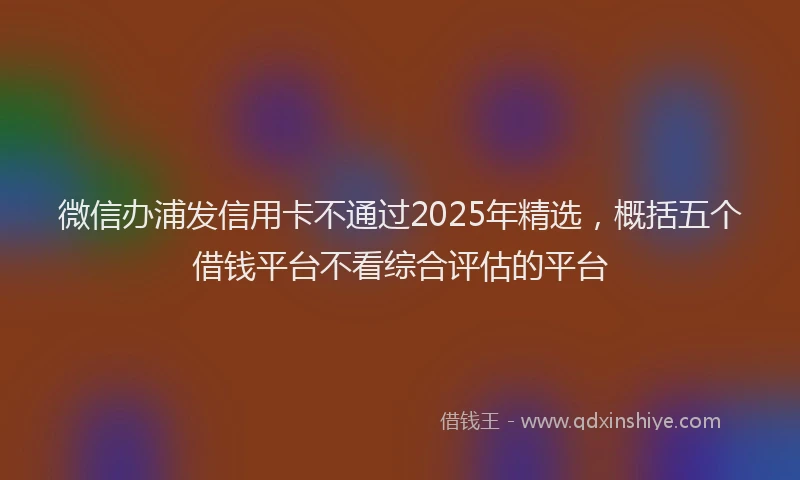 微信办浦发信用卡不通过2025年精选，概括五个借钱平台不看综合评估的平台