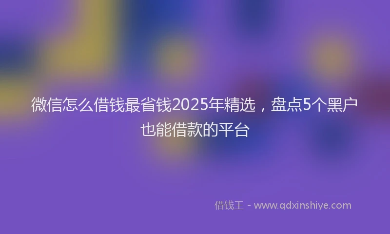 微信怎么借钱最省钱2025年精选，盘点5个黑户也能借款的平台