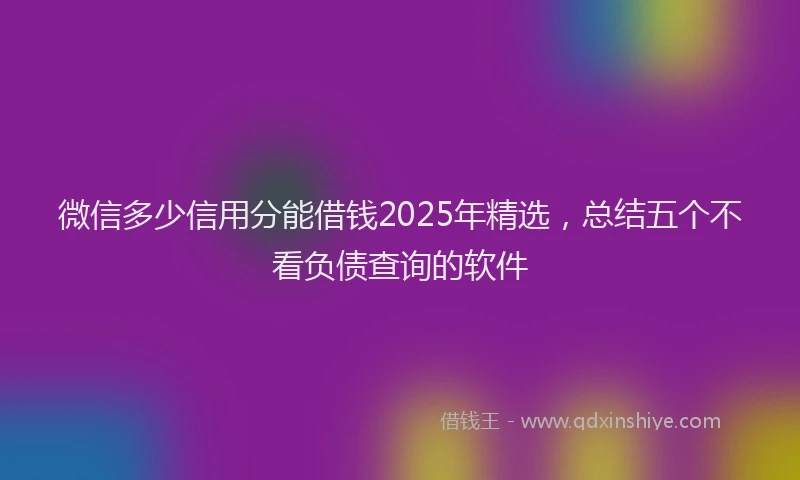 微信多少信用分能借钱2025年精选，总结五个不看负债查询的软件