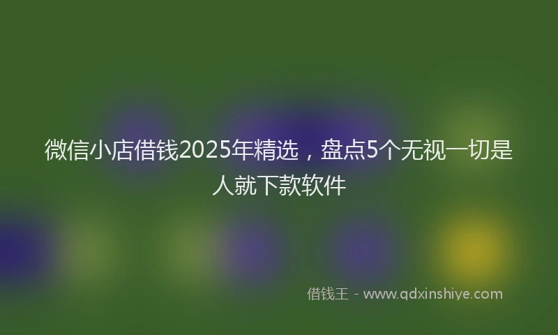 微信小店借钱2025年精选，盘点5个无视一切是人就下款软件